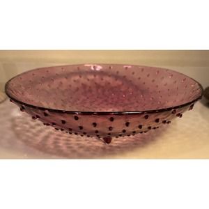 Large Pink Hobnail Bowl Vtg 70’s Footed Pin Dot Cranberry Centerpiece Bowl